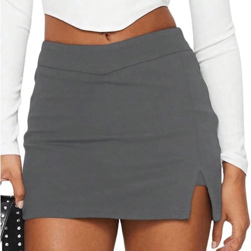 Women's Bodycon Mini Skirts Y2k Split Zipper Side Stretchy Pencil Skirts with Shorts Underneath
