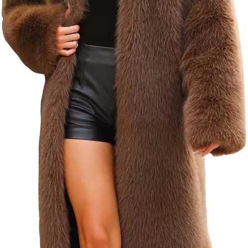 Long Faux Fur Coats for Women Open Front Cardigan Fuzzy Fleece Jacket Warm Winter Coats Fashion Outfits 2026