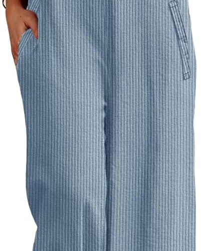 Women's Casual Corduroy Overalls Adjustable Straps Baggy Pants Wide Leg Jumpsuits with Pockets PC2