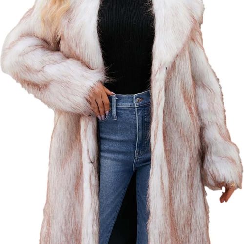 Womens Long Faux Fur Coat Oversized Loose Winter Jackets Trendy Luxury Trench Coat 2026 Open Front Lapel Outerwear