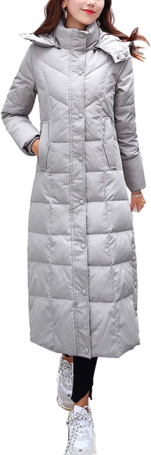 Women's Winter Over Knee Removable Hooded Maxi Long Puffer Down Coat