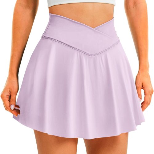 Womens Tennis Skirt with Pockets Shorts Crossover High Waisted Athletic Skorts Skirts for Golf Running Workout