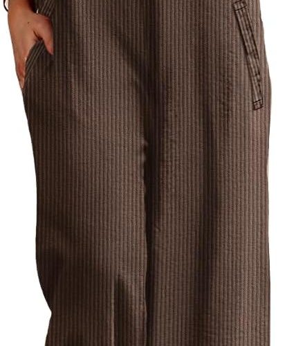 Women's Casual Corduroy Overalls Adjustable Straps Baggy Pants Wide Leg Jumpsuits with Pockets PC2
