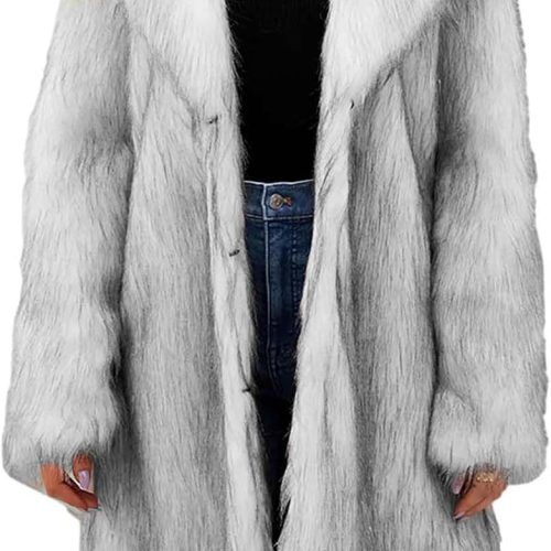 Womens Long Faux Fur Coat Oversized Loose Winter Jackets Trendy Luxury Trench Coat 2026 Open Front Lapel Outerwear