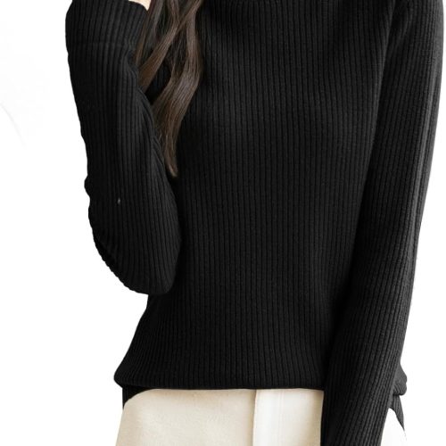Women's 100% Merino Wool Turtleneck Sweater 2025 Fall Winter Long Sleeve Warm Soft Ribbed Knit Pullover Sweater