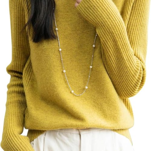 Women's Turtleneck 100% Merino Wool Sweater 2025 Fall Winter Classic Warm Soft Raglan Long Sleeve Knit Sweater
