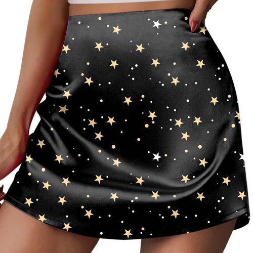 Women's Mini Skirts Casual High Waisted Stain Silk A-Line Zipper Summer Short Skirt Party Skirts